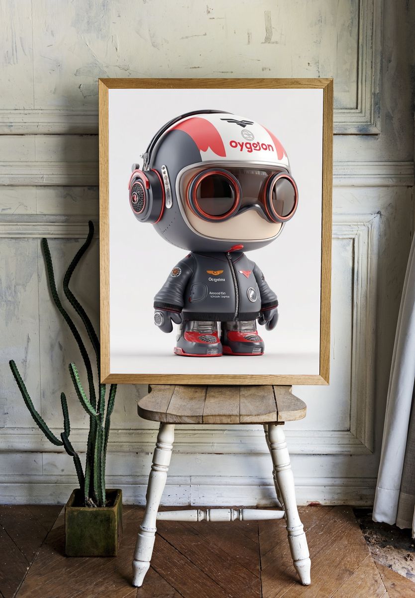Retro Pilot Character Illustration Poster. — room view 1