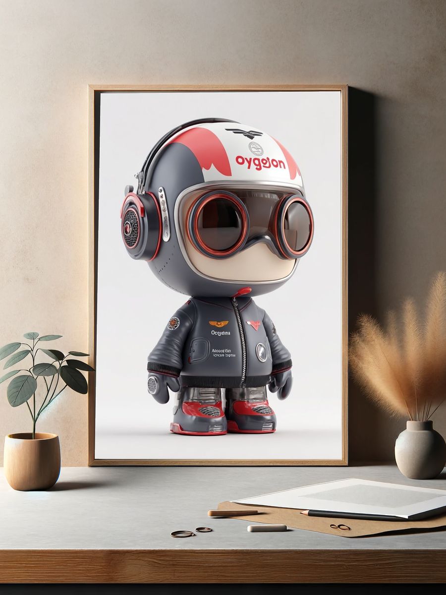 Retro Pilot Character Illustration Poster. — room view 2
