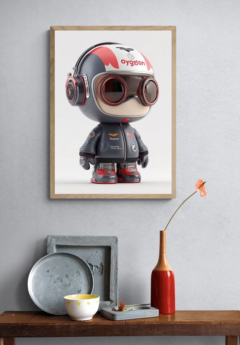 Retro Pilot Character Illustration Poster. — room view 3