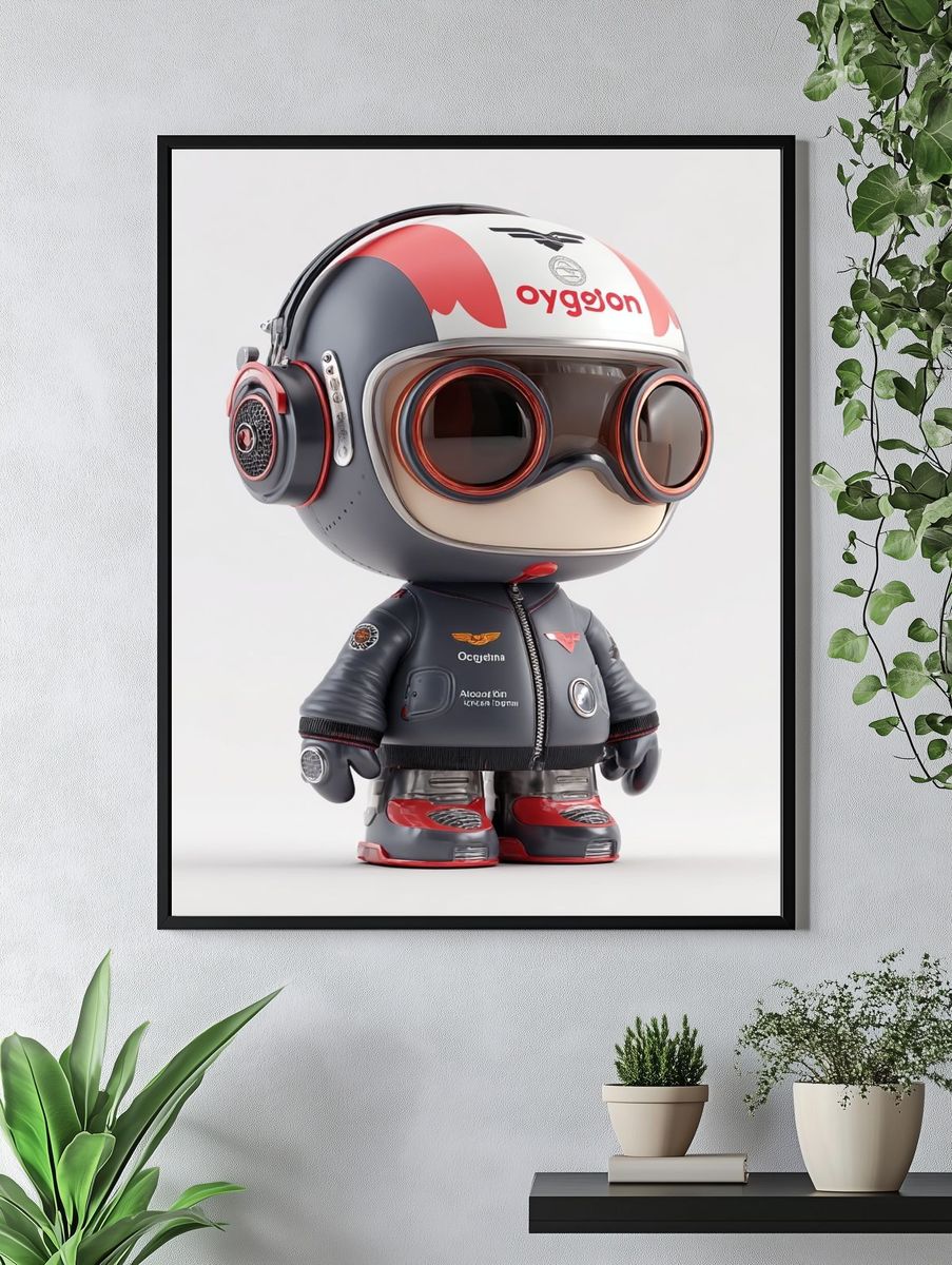 Retro Pilot Character Illustration Poster. — room view 4