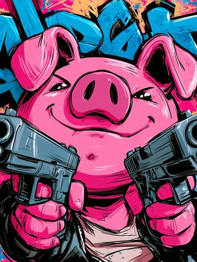 Pink Pig Graffiti Poster. poster print