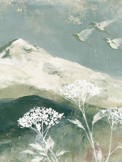Misty Mountain Birds Illustration Poster. poster print