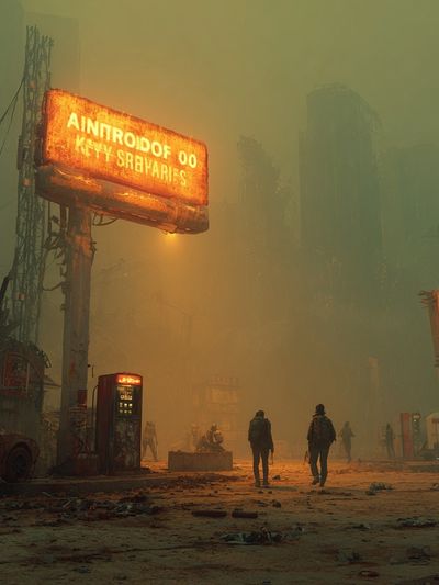 Neon Dystopian Cityscape Poster. poster print