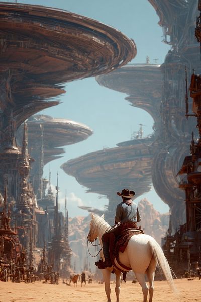 Desert Cowboy Sci-Fi Poster. poster