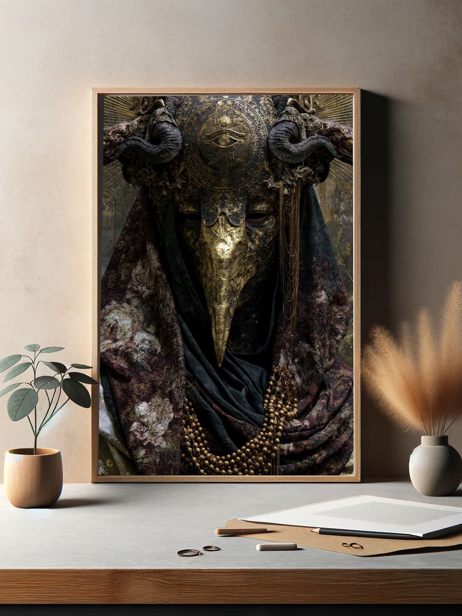 Anubis Mask Surrealism Print. — room view 2