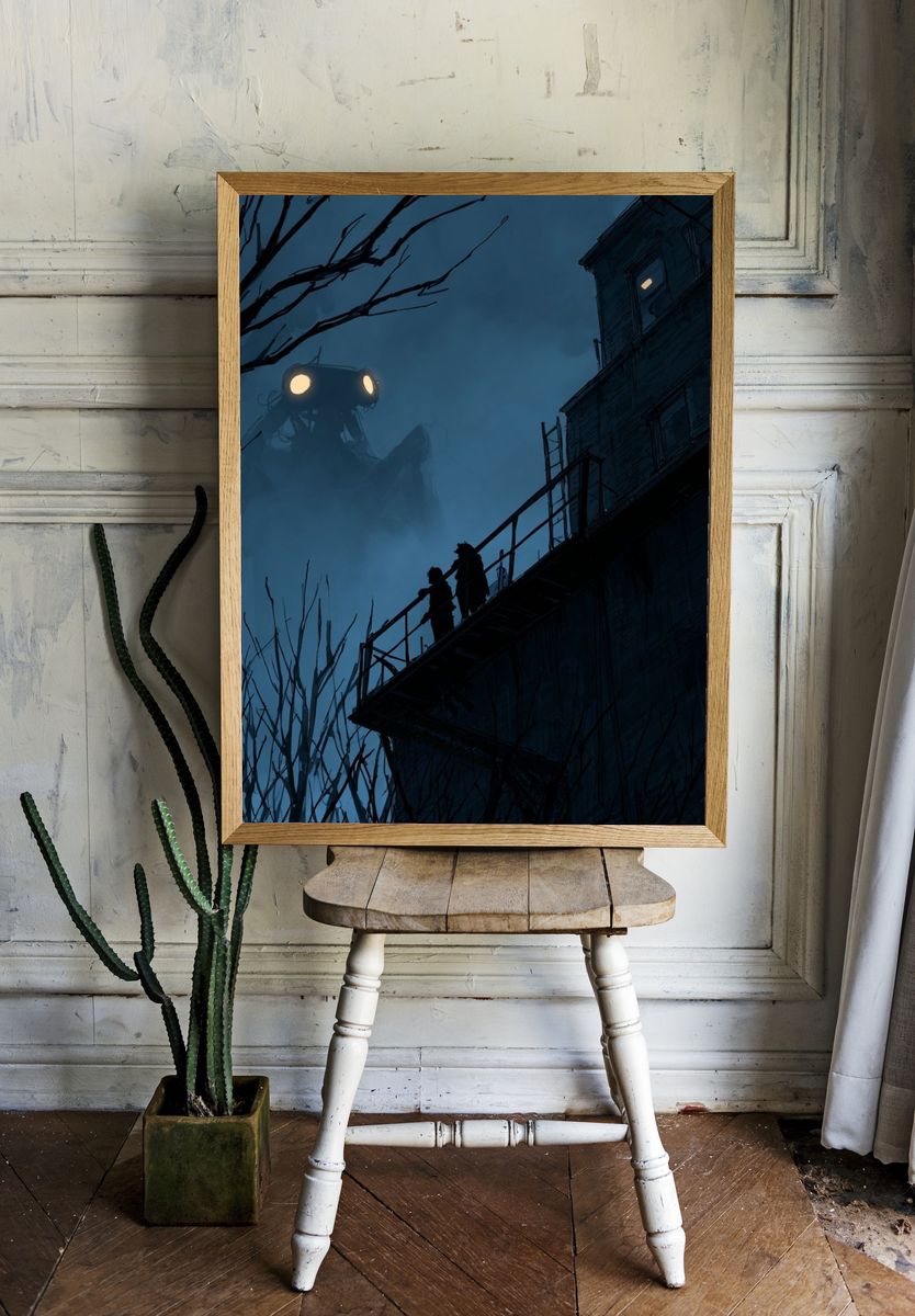 Foggy Giant Encounter Illustration Print. — room view 1