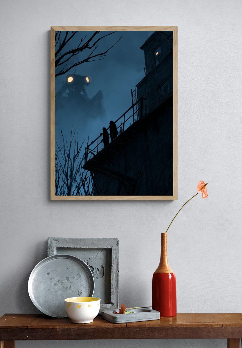 Foggy Giant Encounter Illustration Print. — room view 3