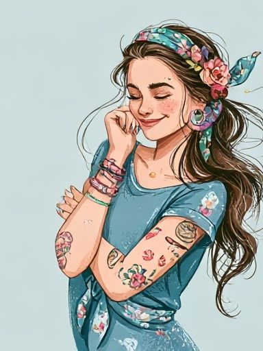 Floral Girl Portrait Illustration Poster. poster — illustration art