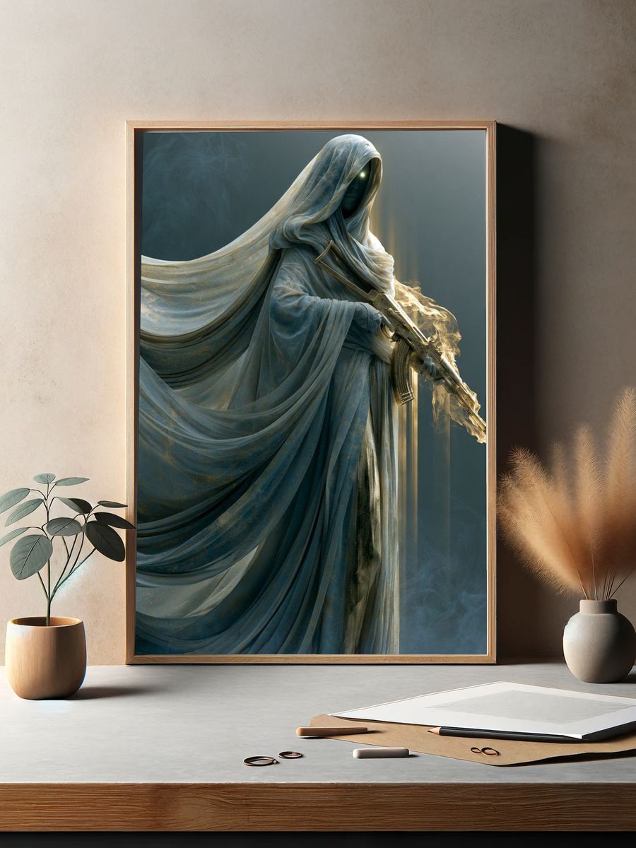 Veiled Sentinel Digital Art Print. — room view 2