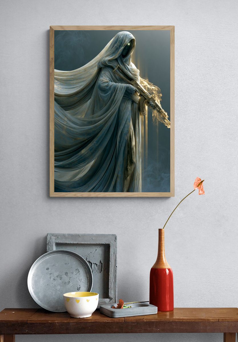Veiled Sentinel Digital Art Print. — room view 3