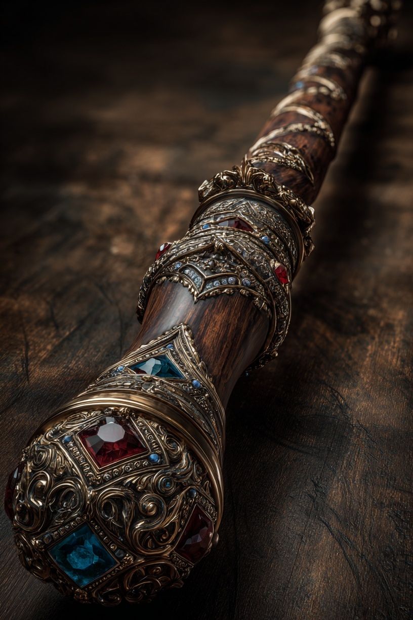 Jeweled Fantasy Staff Illustration Print. poster — illustration art