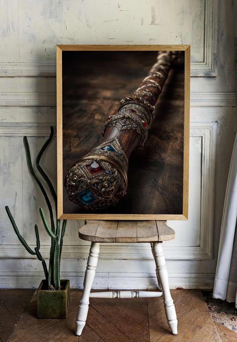 Jeweled Fantasy Staff Illustration Print. — room view 1