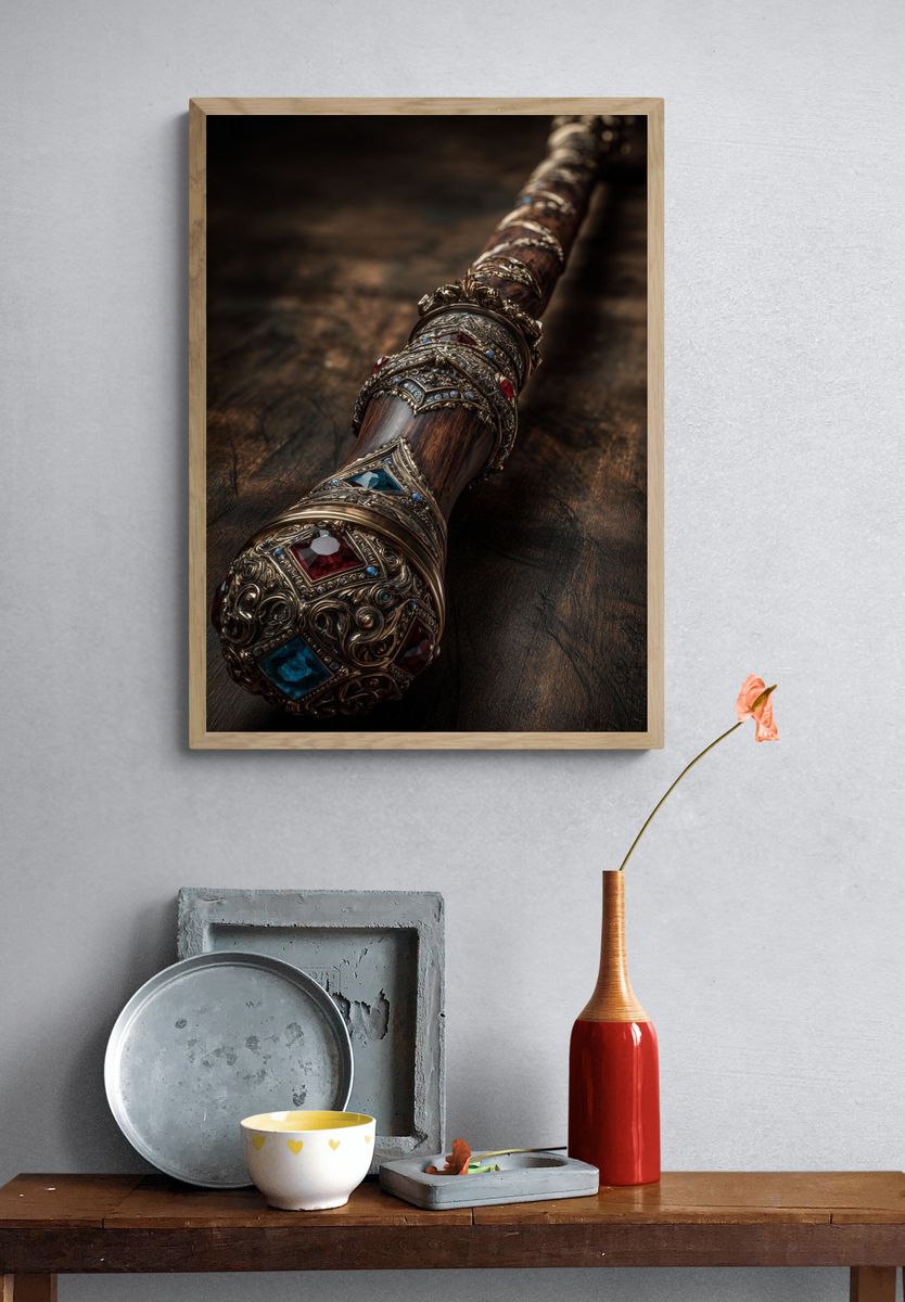 Jeweled Fantasy Staff Illustration Print. — room view 3
