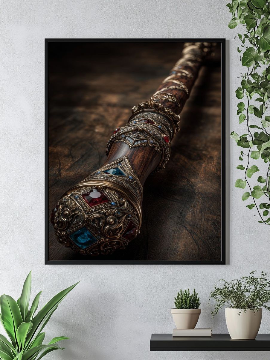 Jeweled Fantasy Staff Illustration Print. — room view 4
