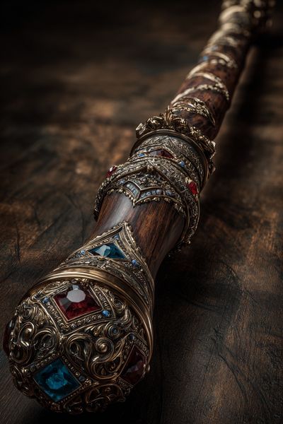 Jeweled Fantasy Staff Illustration Print. poster