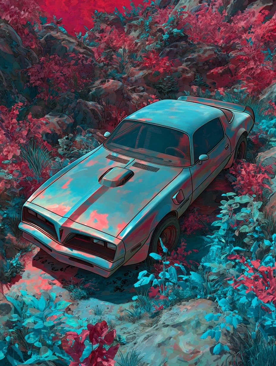 Retro Muscle Car Digital Art Poster. poster detail