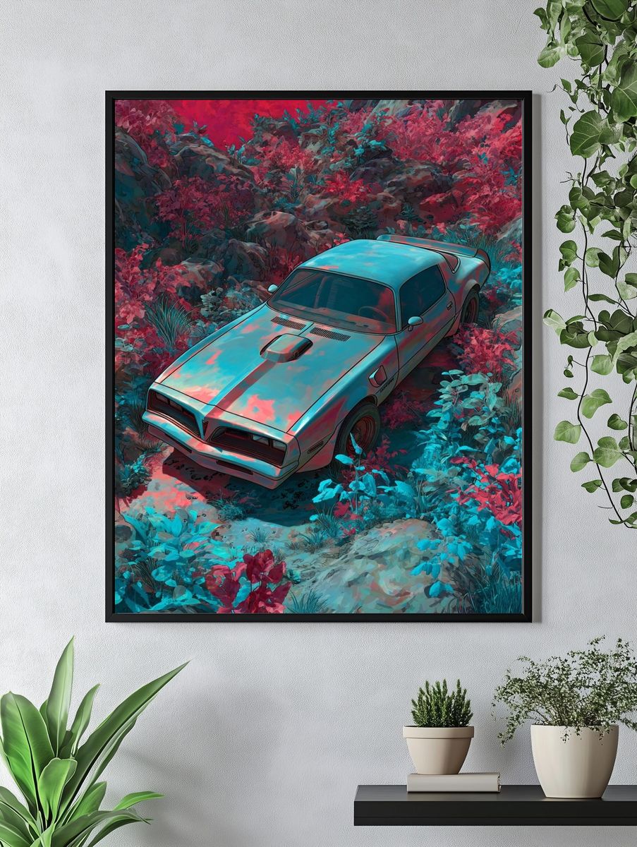 Retro Muscle Car Digital Art Poster. — room view 4