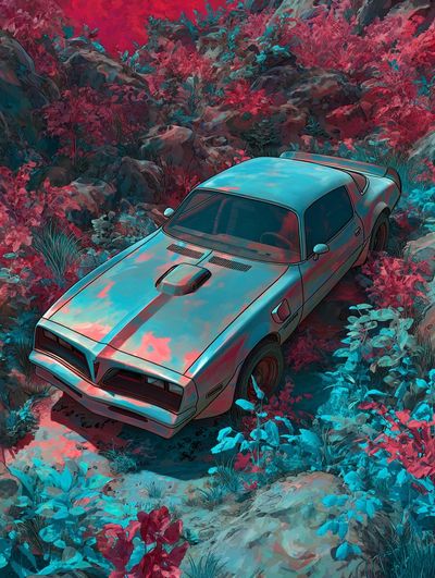 Retro Muscle Car Digital Art Poster. poster