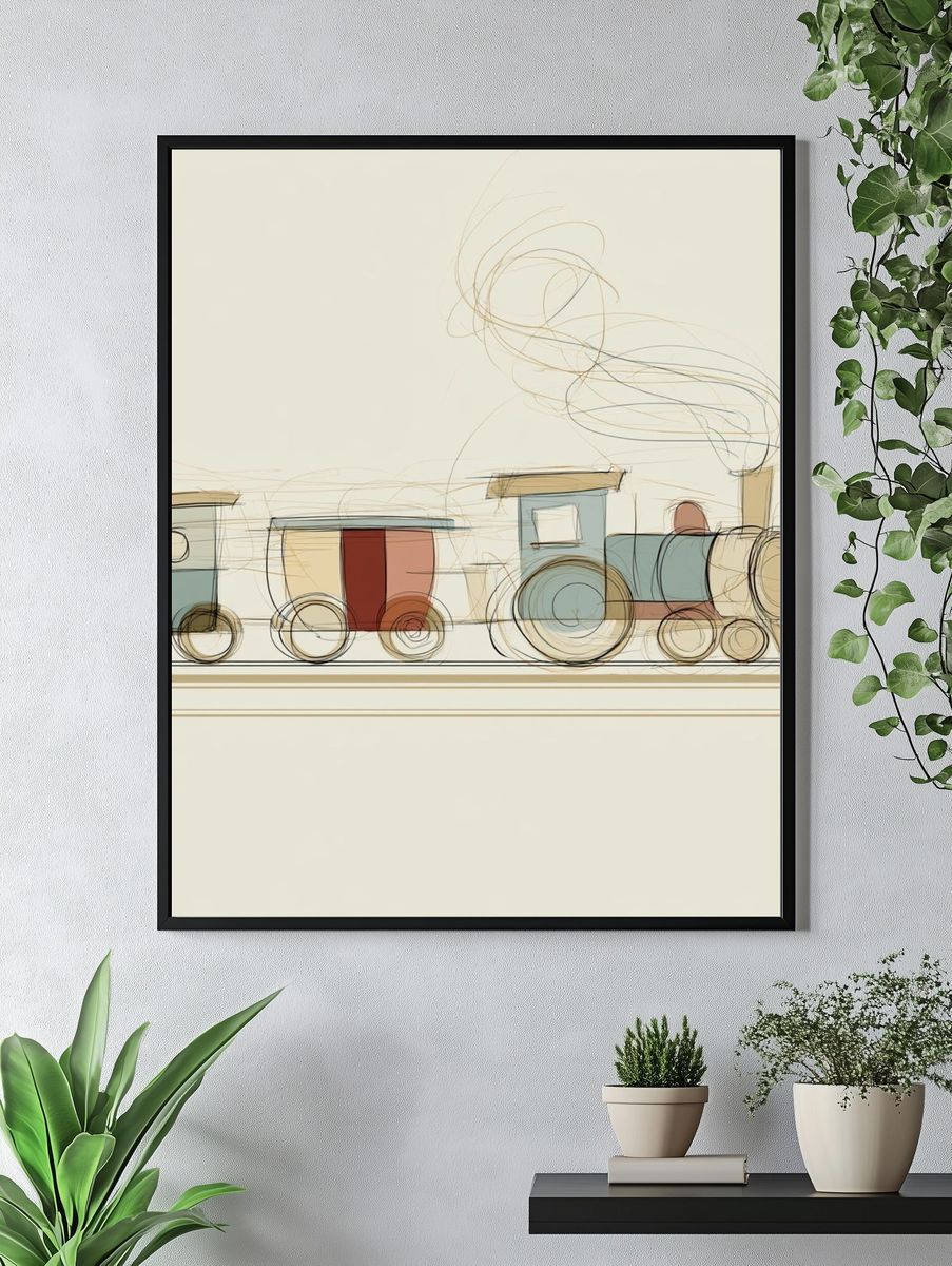 Abstract Steam Train Illustration Poster. — room view 4