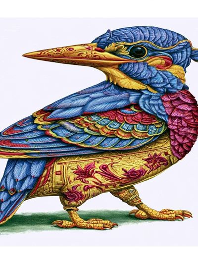 Decorative Kingfisher Illustration Poster. poster print