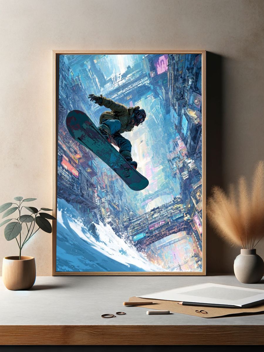Cyberpunk Snowboard Ride Poster. — room view 2