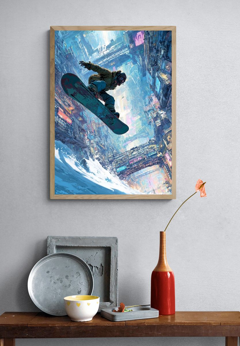 Cyberpunk Snowboard Ride Poster. — room view 3
