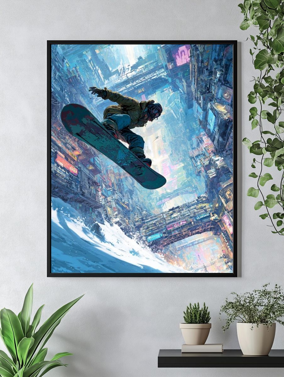 Cyberpunk Snowboard Ride Poster. — room view 4