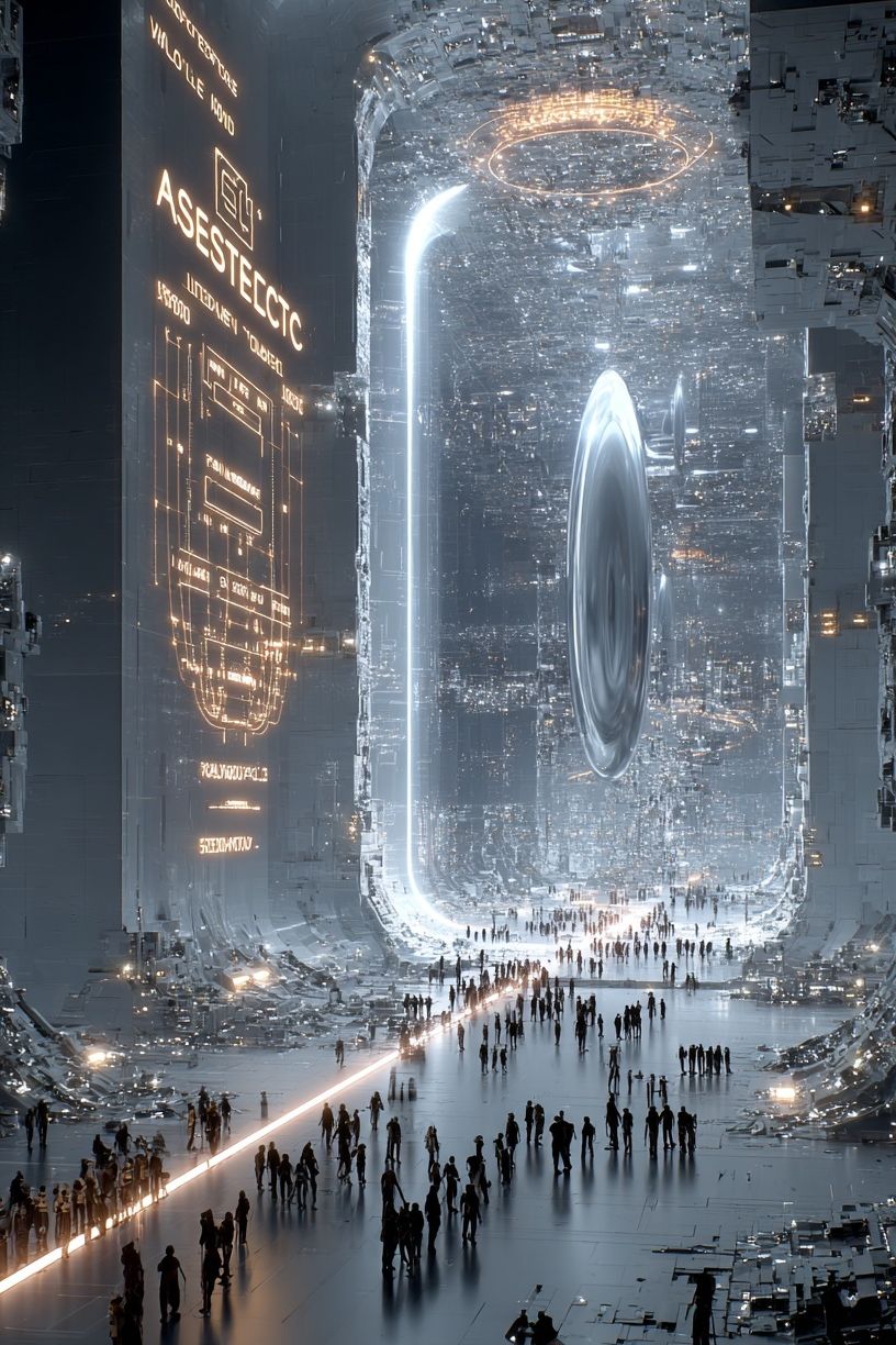 Futuristic Portal Cityscape Poster. poster — illustration art