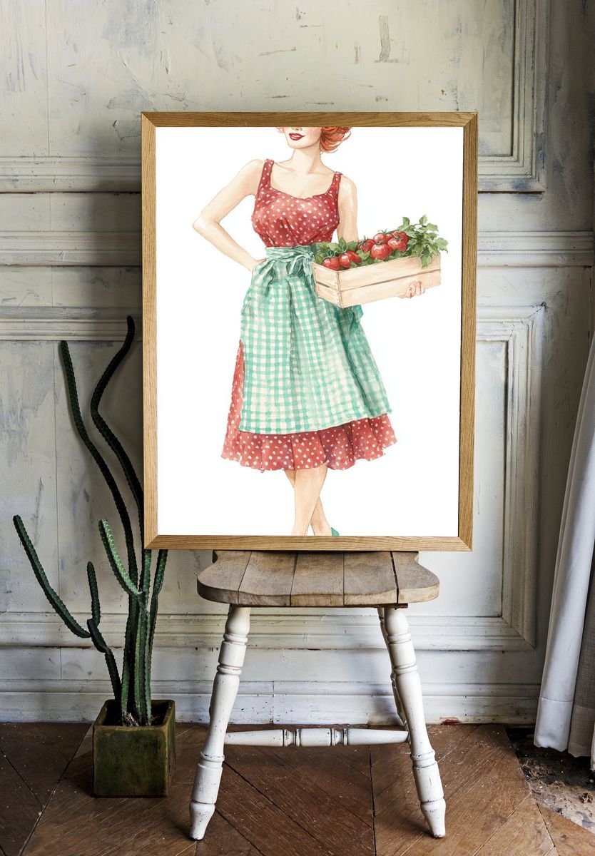 Retro Pin-Up Market Girl Print. — room view 1