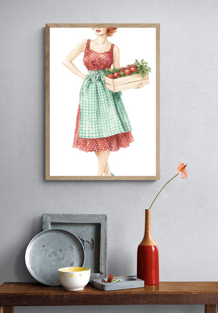 Retro Pin-Up Market Girl Print. — room view 3