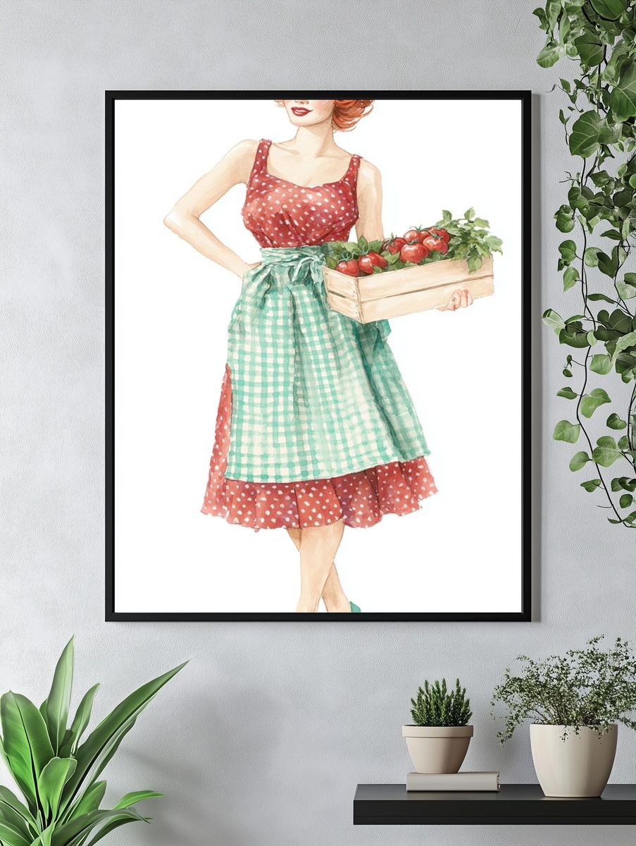 Retro Pin-Up Market Girl Print. — room view 4