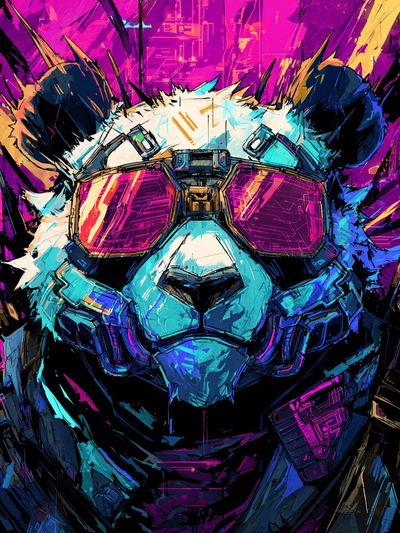 Cyberpunk Panda Digital-Art Poster. poster