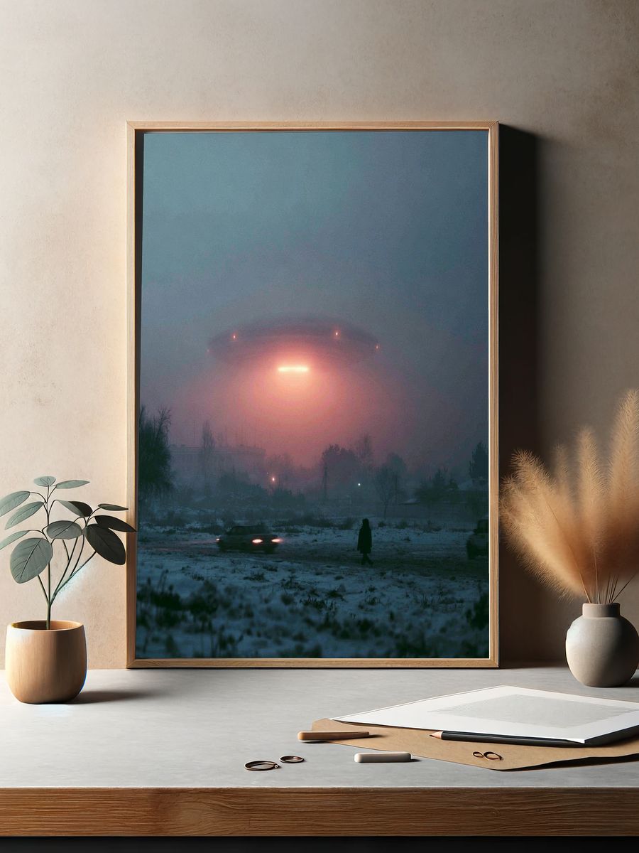 Foggy UFO Landing — Sci-Fi Print. — room view 2