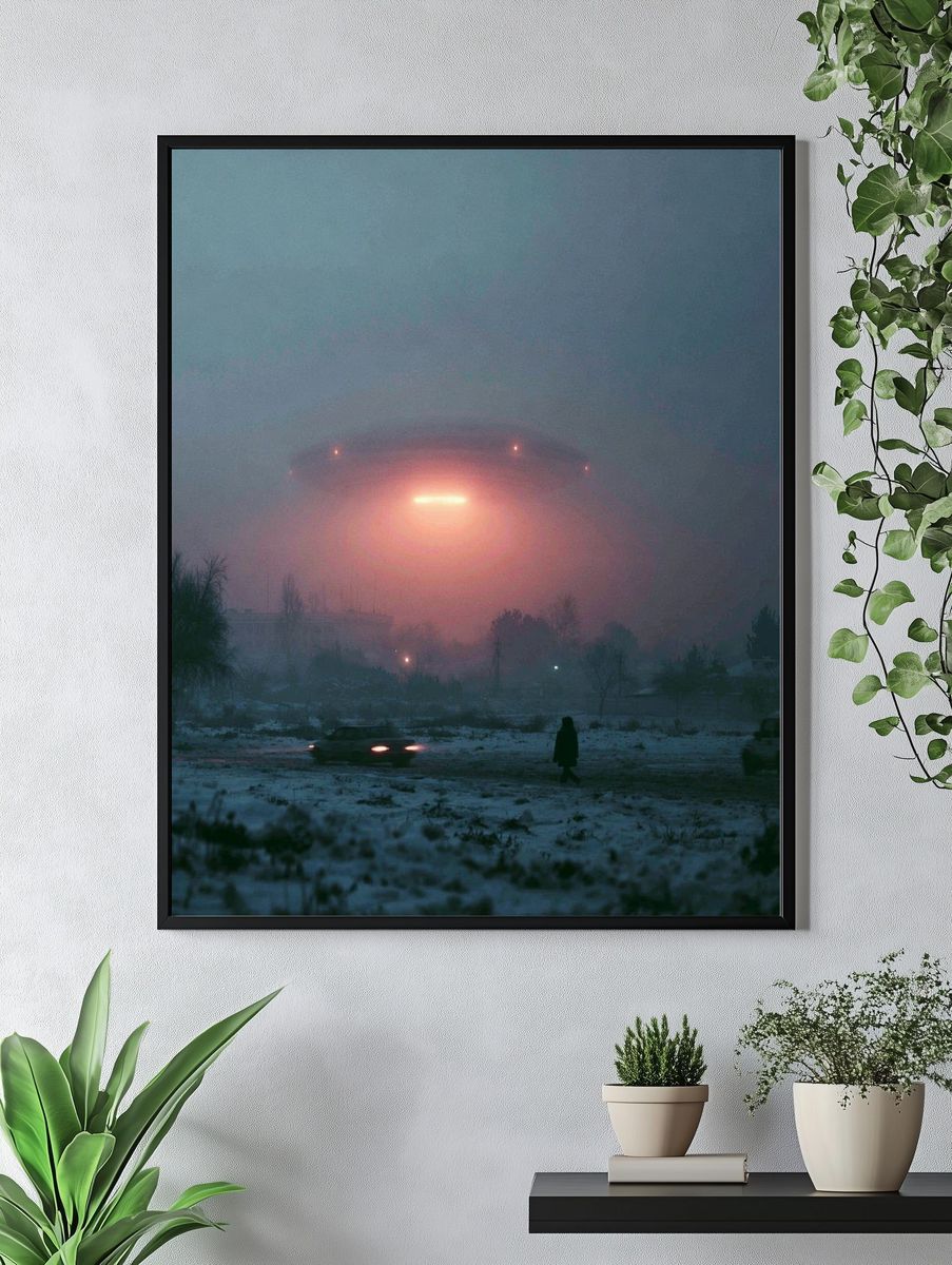 Foggy UFO Landing — Sci-Fi Print. — room view 4