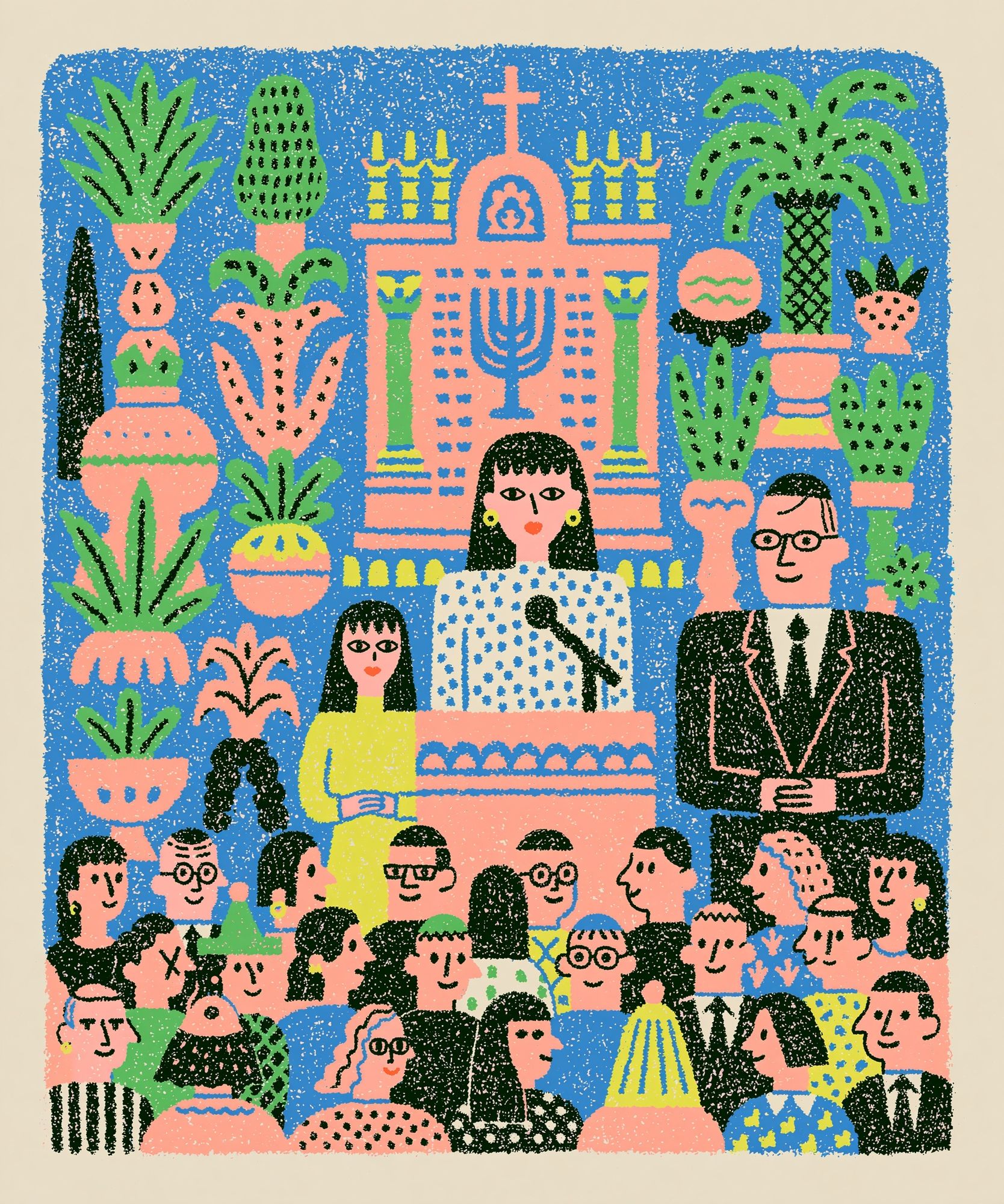 Colorful Crowd Illustration Poster. poster — illustration art