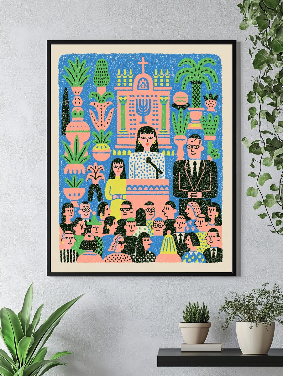 Colorful Crowd Illustration Poster. — room view 4