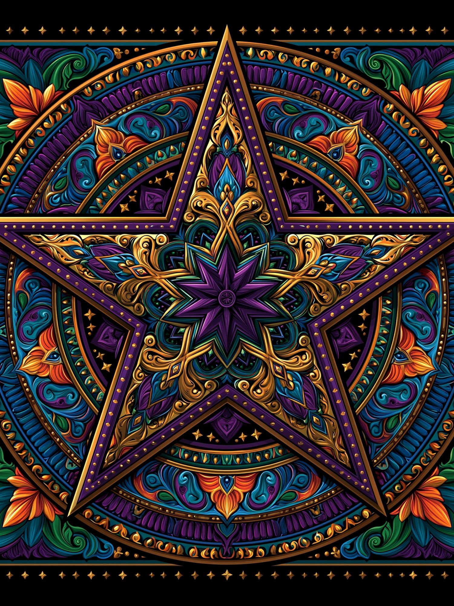 Ornate Pentagram Mandala Poster. poster — illustration art