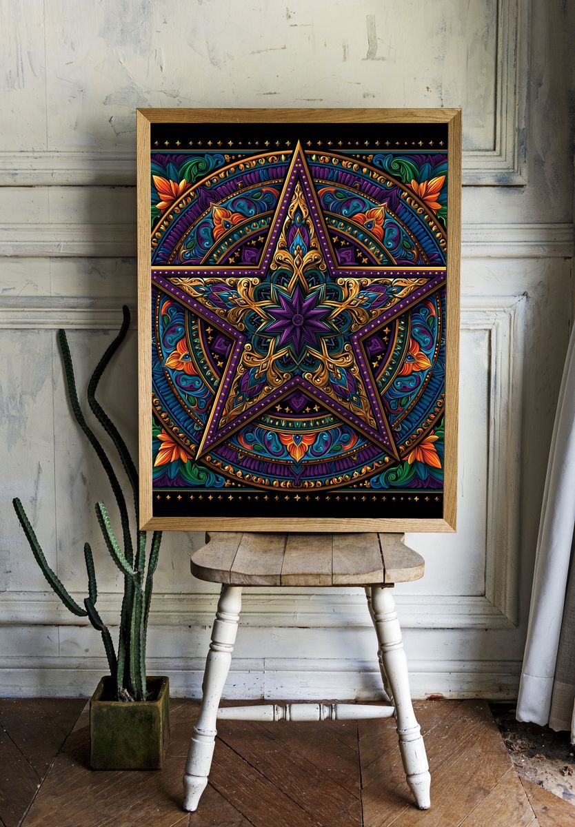 Ornate Pentagram Mandala Poster. — room view 1