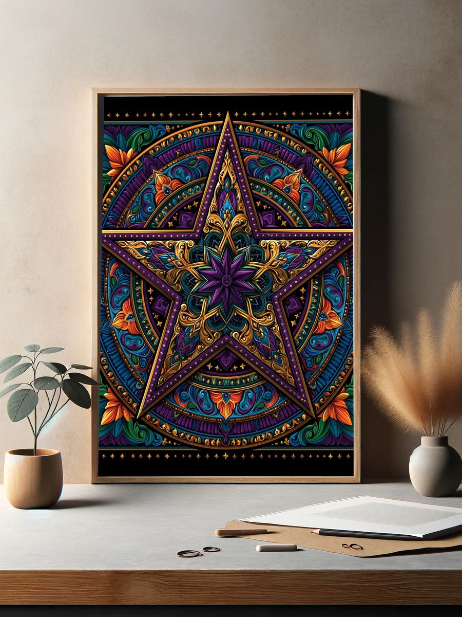 Ornate Pentagram Mandala Poster. — room view 2
