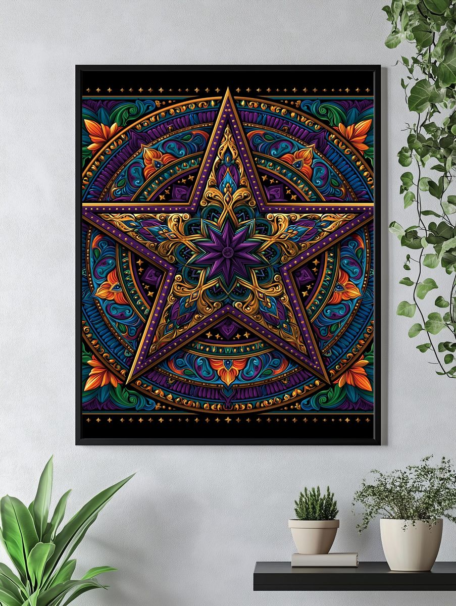 Ornate Pentagram Mandala Poster. — room view 4