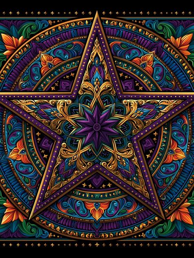 Ornate Pentagram Mandala Poster. poster