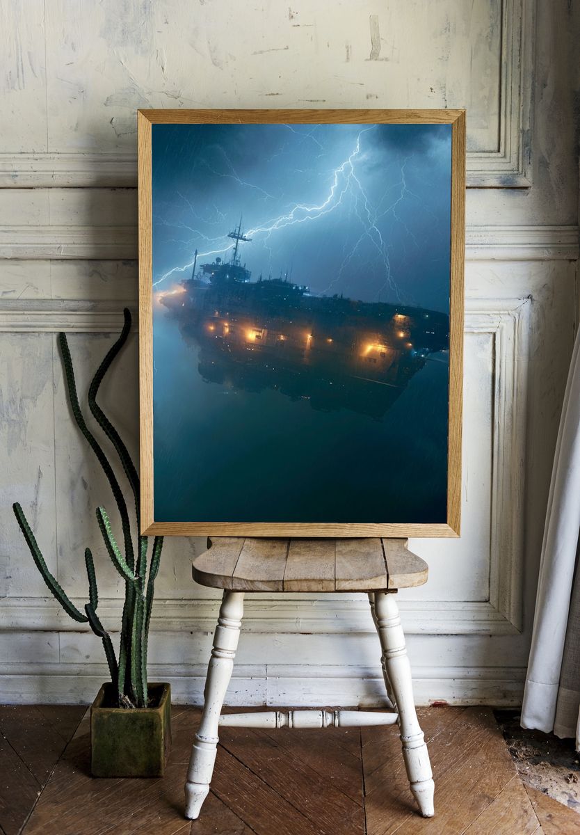 Stormy Aircraft Carrier Poster. — room view 1
