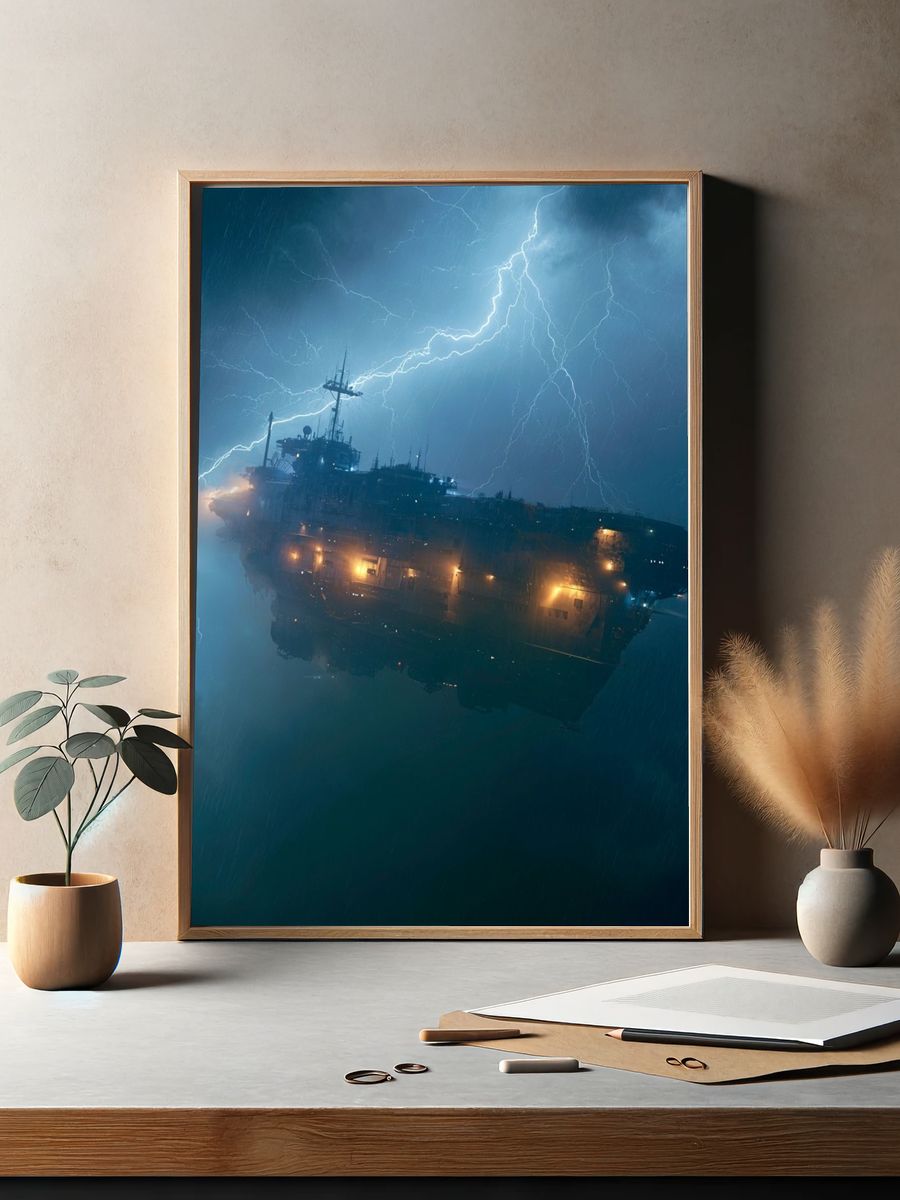 Stormy Aircraft Carrier Poster. — room view 2