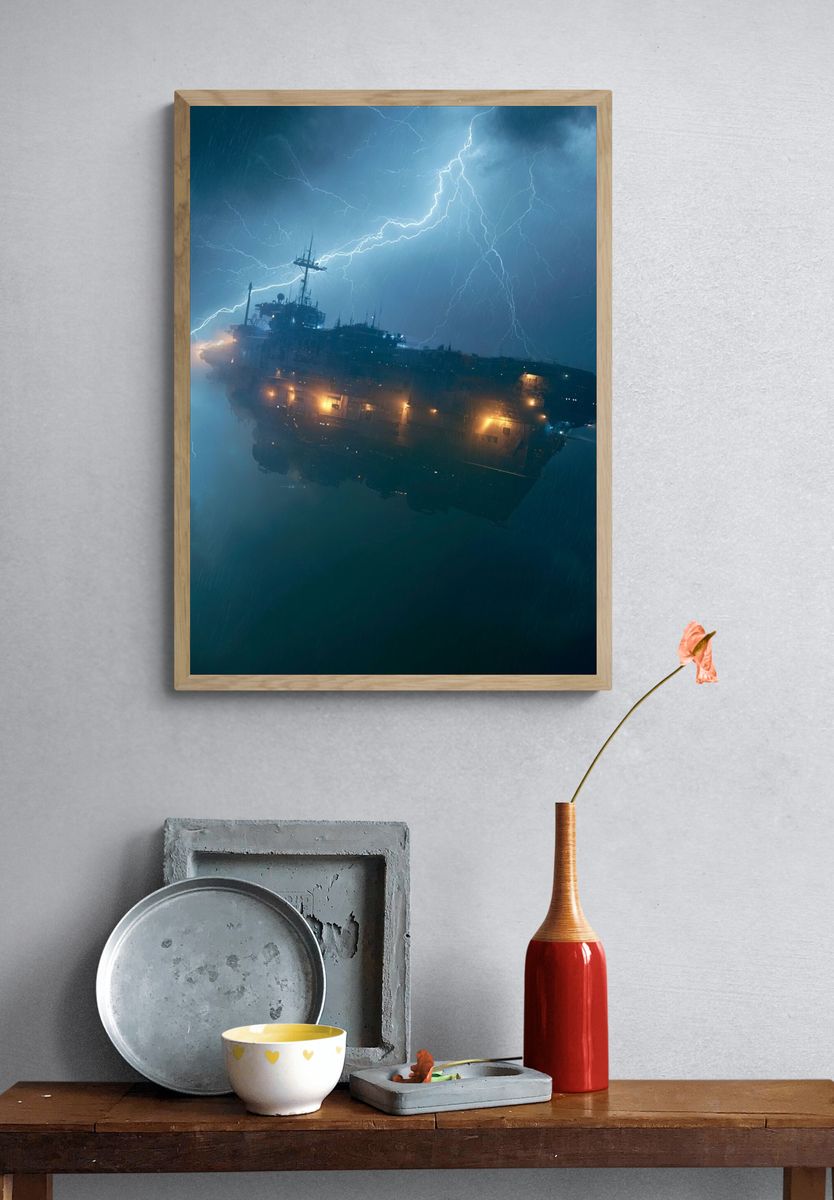 Stormy Aircraft Carrier Poster. — room view 3
