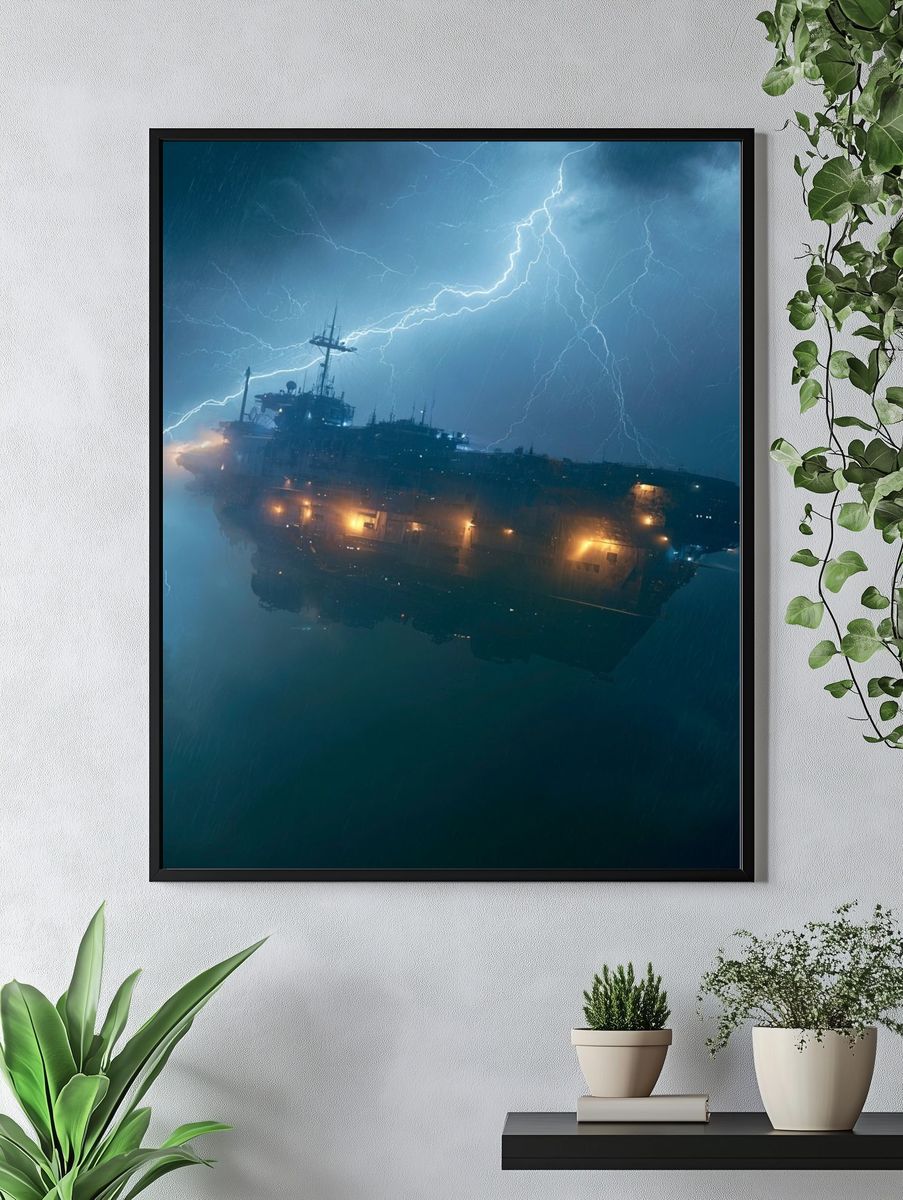 Stormy Aircraft Carrier Poster. — room view 4