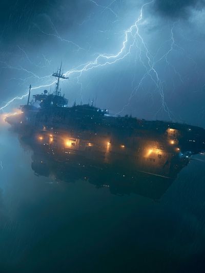 Stormy Aircraft Carrier Poster. poster print
