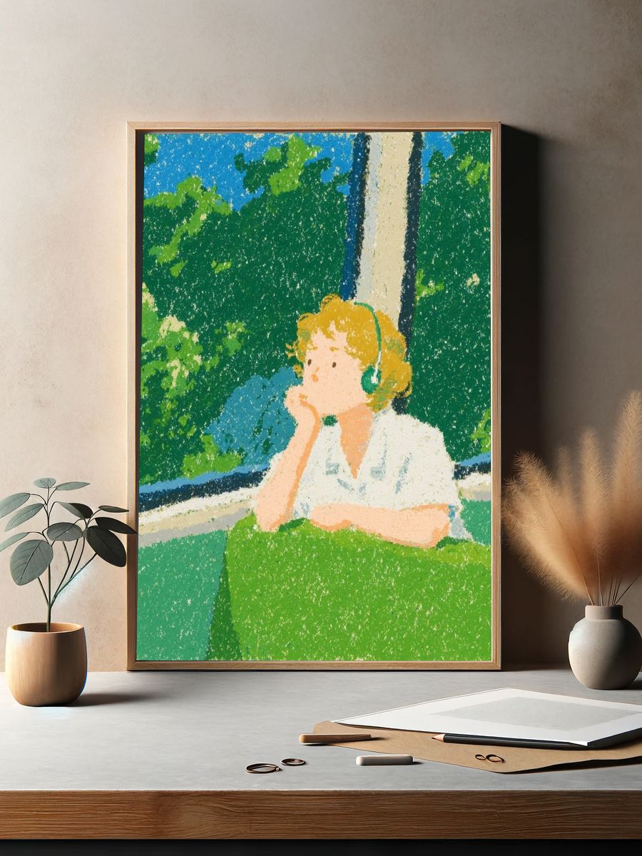 Girl on Train — Illustration Print. — room view 2