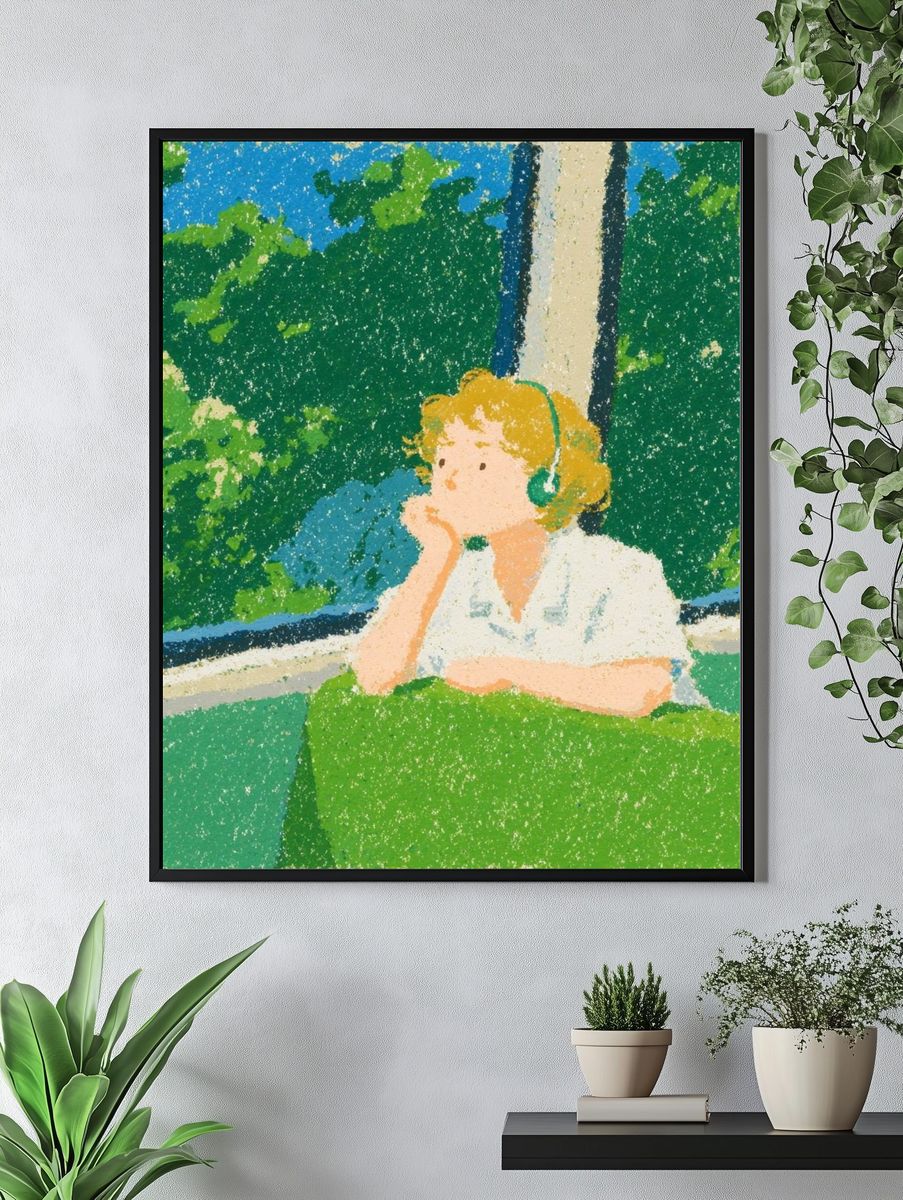 Girl on Train — Illustration Print. — room view 4