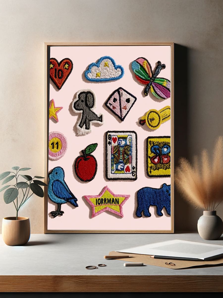 Embroidered Patch Icons Poster. — room view 2