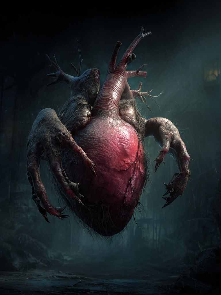Creepy Heart Creature Horror Print. poster detail